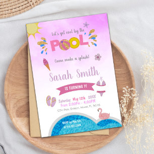 Invitation de la fête de natation d'été pour fille