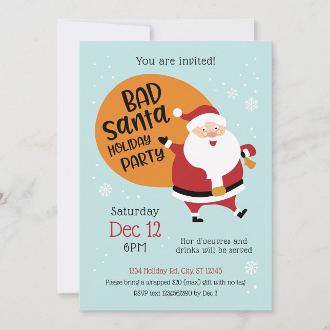 Invitation de la fête de Noël à Père Noël (Devant)