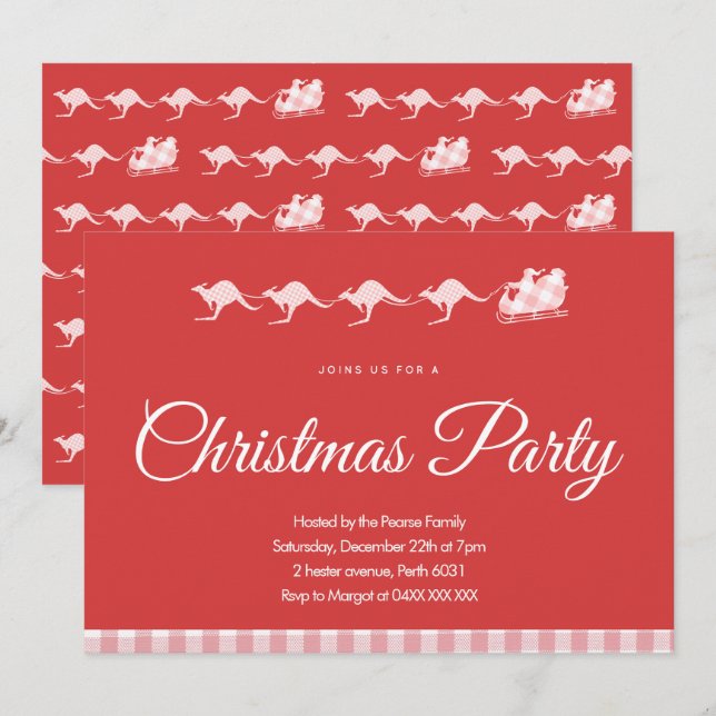 Invitation de la fête de Noël australienne Kangaro (Devant / Derrière)
