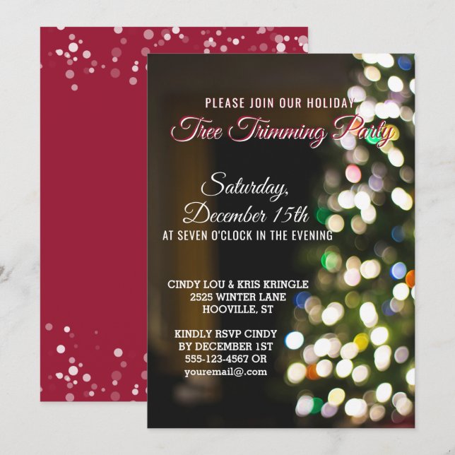 Invitation de la fête de Noël des Fêtes rouges (Devant / Derrière)