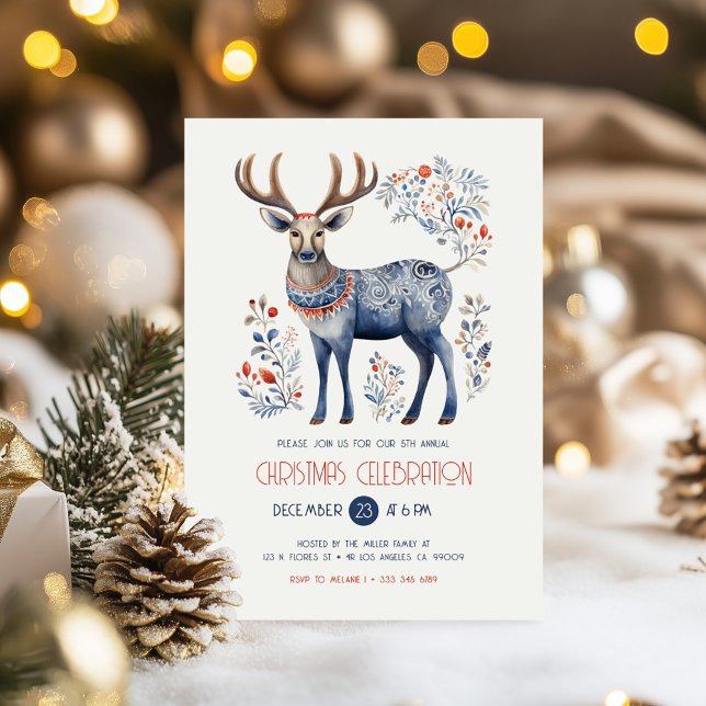 Invitation de la fête de Noël des rennes folkloriq (Créateur téléchargé)