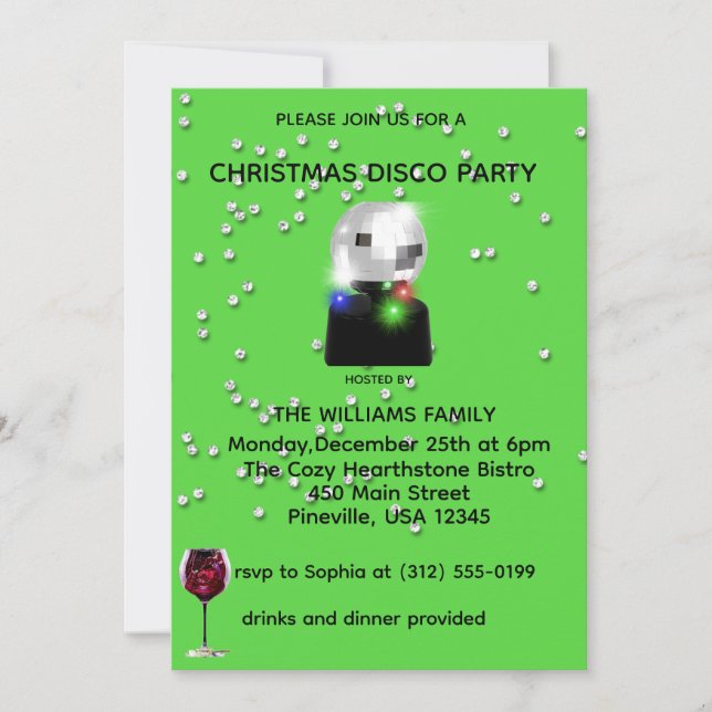 Invitation de la fête de Noël Disco (Devant)