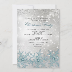 Invitation de la fête de Noël en cristal bleu