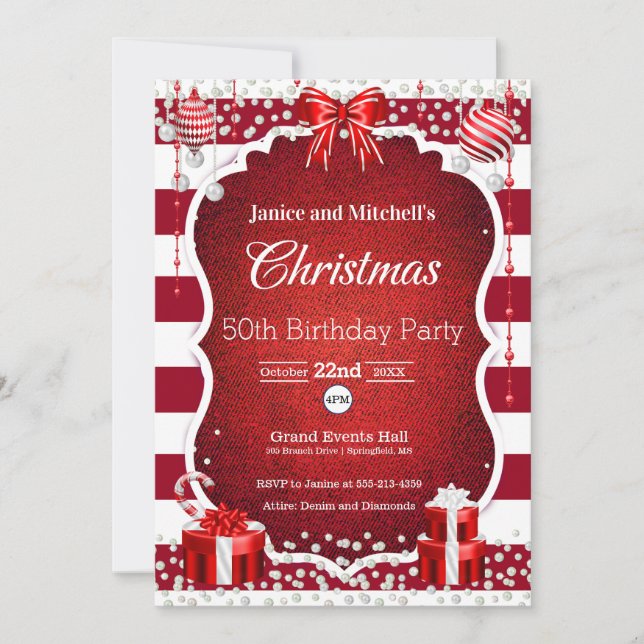 Invitation de la fête de Noël et de diamants (Devant)