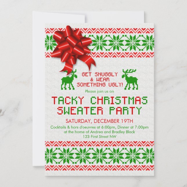 Invitation de la fête de Noël moche Tacky (Devant)