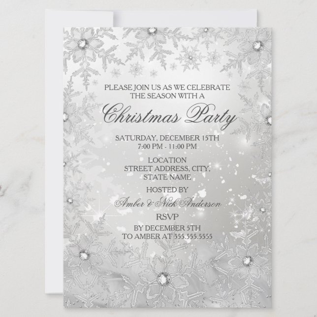 Invitation de la fête de Noël Silver Crystal (Devant)