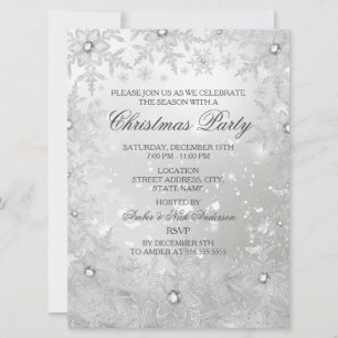 Invitation de la fête de Noël Silver Crystal