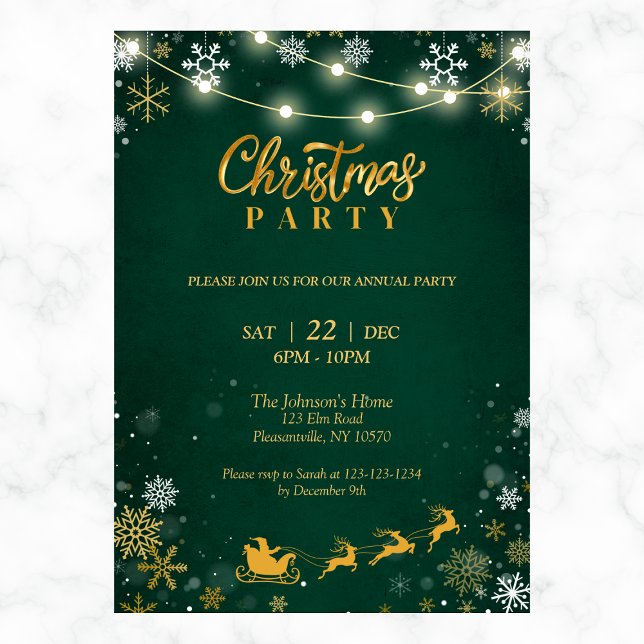 Invitation de la fête de Noël | Snowflakes et Père (Créateur téléchargé)