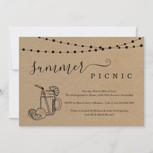 Invitation de la fête de pique-nique d'été (Devant)
