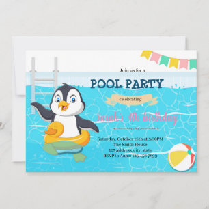 Invitation de la fête de piscine de pingouin