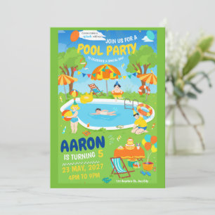 Invitation de la fête de piscine Splish Splash Poo