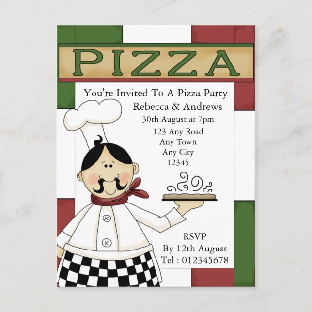 Invitation de la fête de Pizza (Devant)