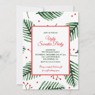 Invitation de la fête de pull moche Élégant À feui