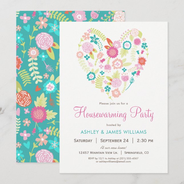 Invitation de la fête de réchauffement du coeur fl (Devant / Derrière)