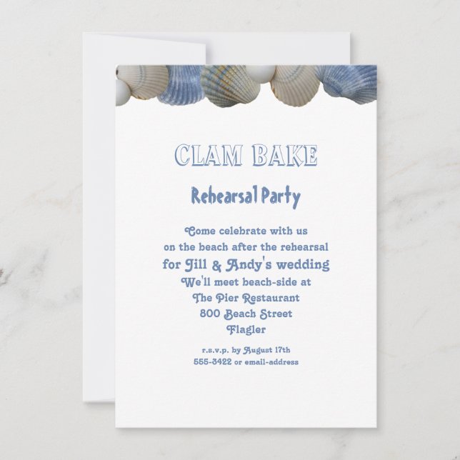 Invitation de la fête de répétition de clam Bake (Devant)