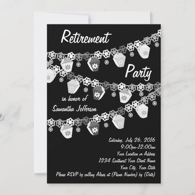 Invitation de la fête de retraite avec lanternes b (Devant)