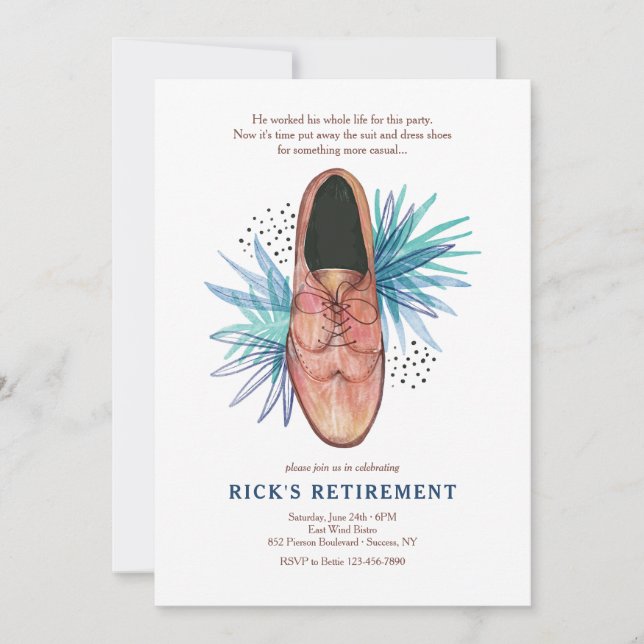 Invitation de la fête de retraite de chaussures po (Devant)