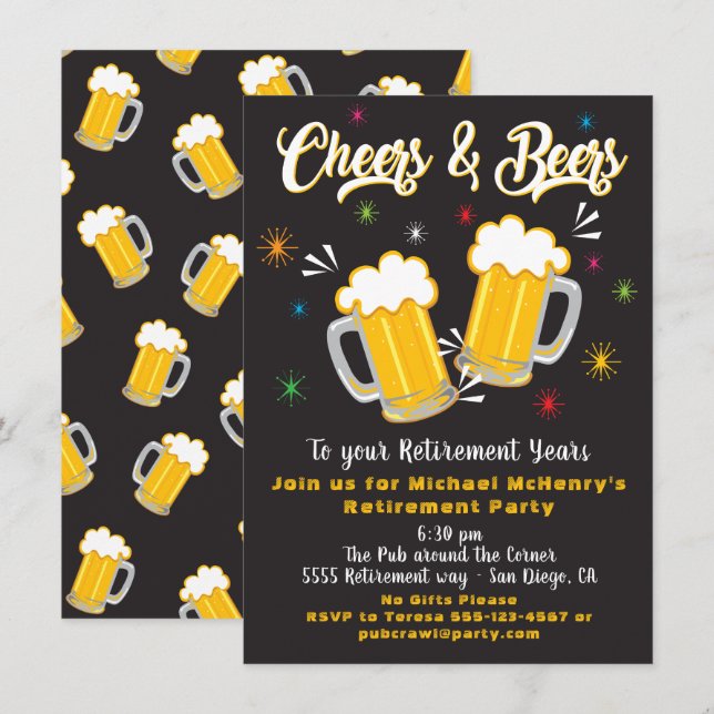 Invitation de la fête de retraite des bières et de (Devant / Derrière)