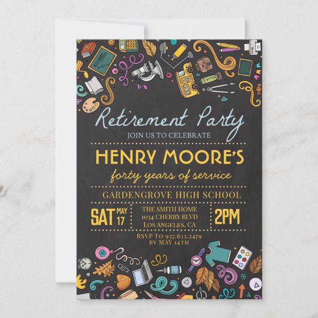 Invitation de la fête de retraite des enseignants (Devant)