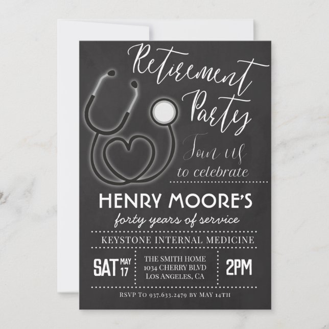 Invitation de la fête de retraite des infirmières (Devant)