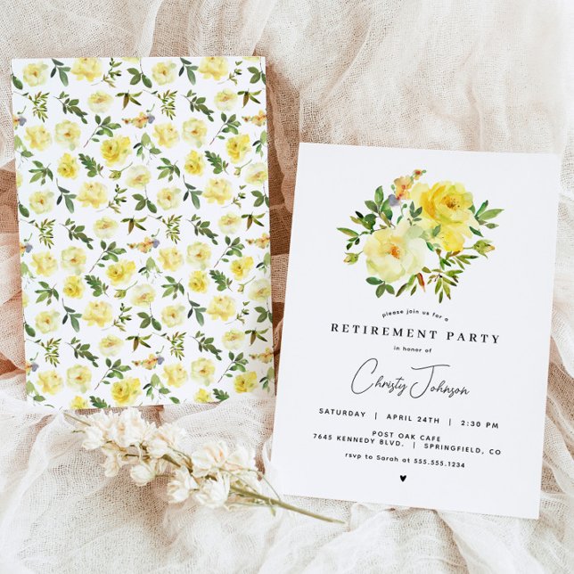 Invitation de la fête de retraite Rose jaune (Créateur téléchargé)