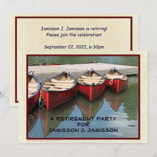 Invitation de la fête de retraite, trois canots ro (Devant / Derrière)