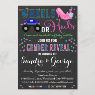 Invitation de la Fête de révélation de genre Roues