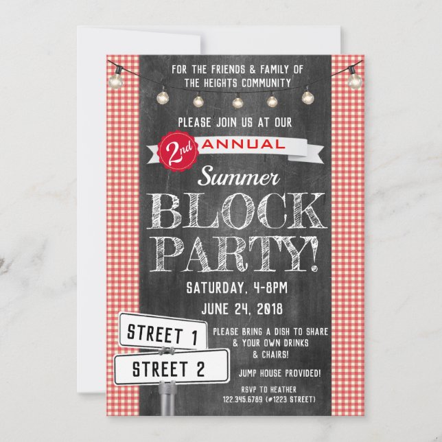 Invitation de la fête de rue d'été HOA (Devant)