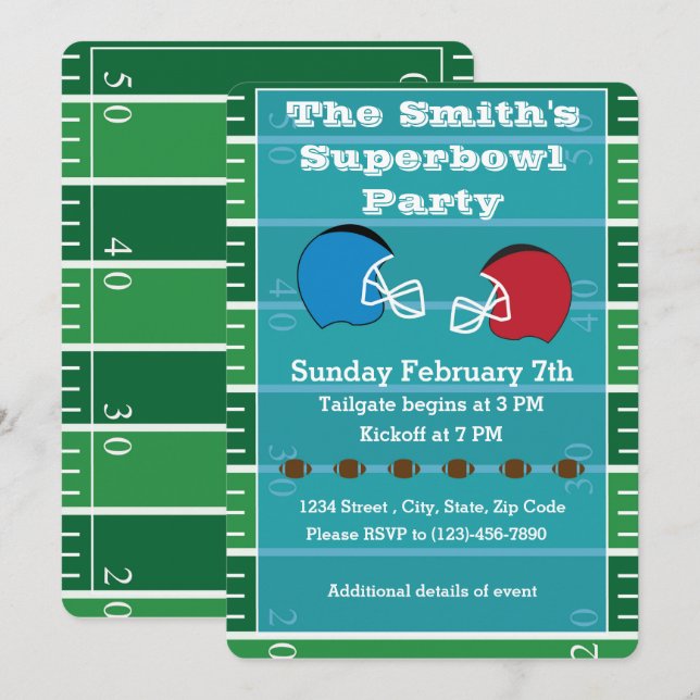 Invitation de la fête de Superbowl (Devant / Derrière)