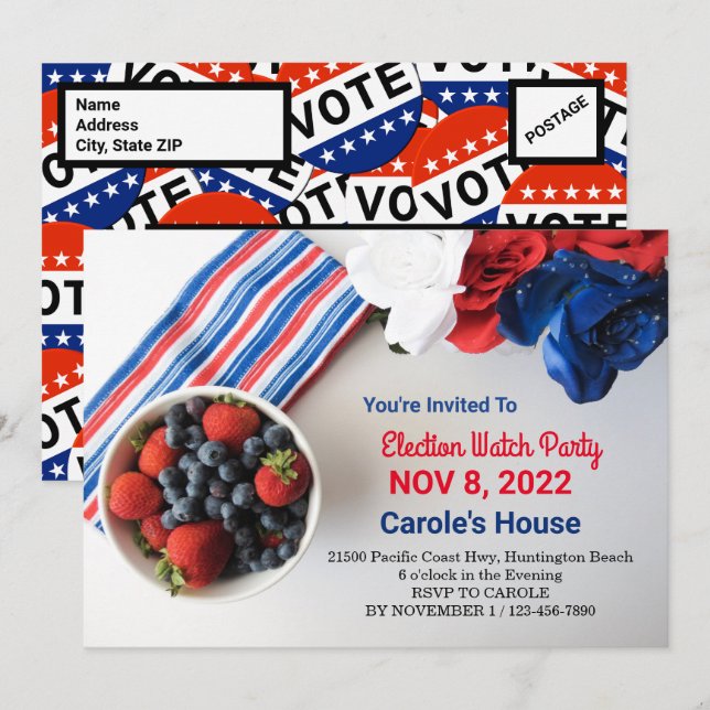 Invitation de la fête de veille électorale (Devant / Derrière)