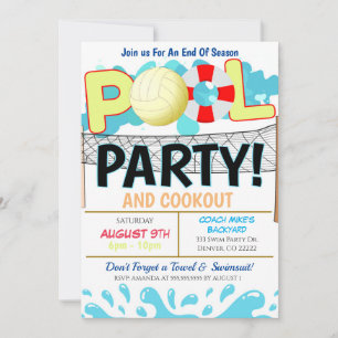 Invitation de la fête de volley-ball de piscine d'