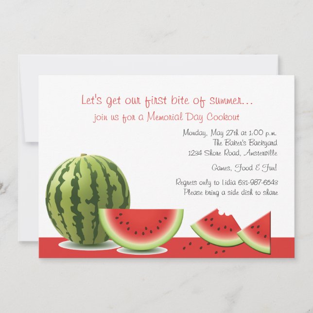 Invitation de la fête de Watermelon (Devant)