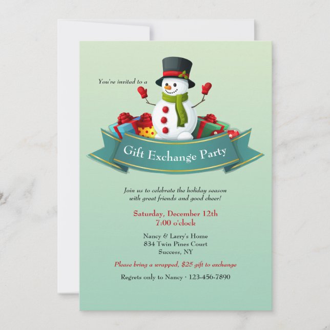 Invitation de la fête d'échange de cadeaux de vaca (Devant)