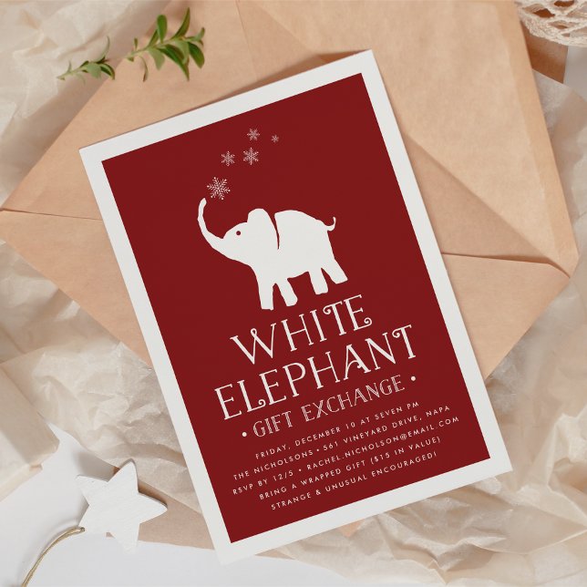 Invitation de la fête d'échange de cadeaux White E (Créateur téléchargé)