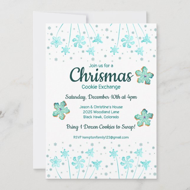 Invitation de la fête d'échange de cookies de Noël (Devant)