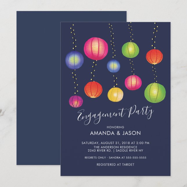 Invitation de la fête d'engagement des lanternes d (Devant / Derrière)