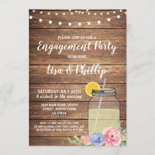 Invitation de la fête d'engagement Mason Jar Flora