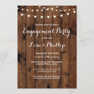 Invitation de la fête d'engagement Wood Rustic Lig