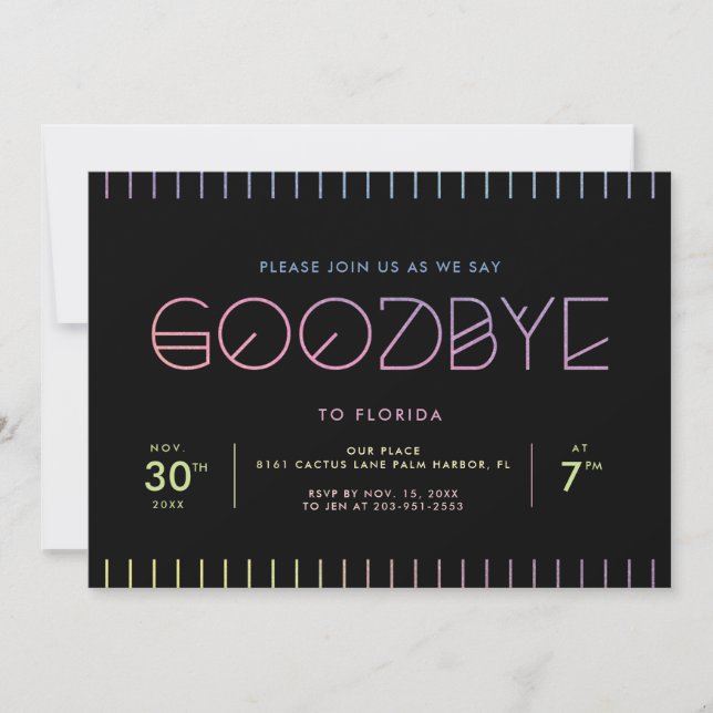 Invitation de la fête des adieux (Devant)