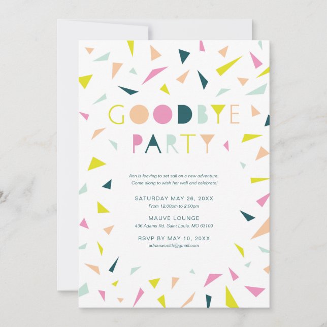 Invitation de la fête des adieux (Devant)