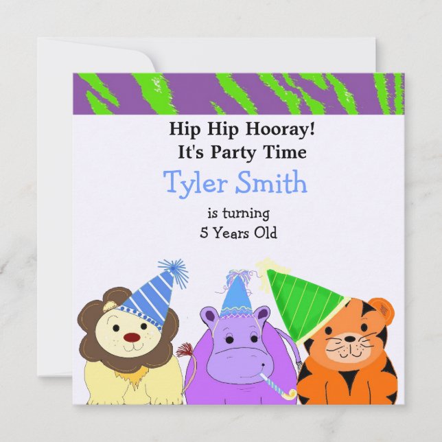 Invitation de la fête des animaux de la Jungle (Devant)