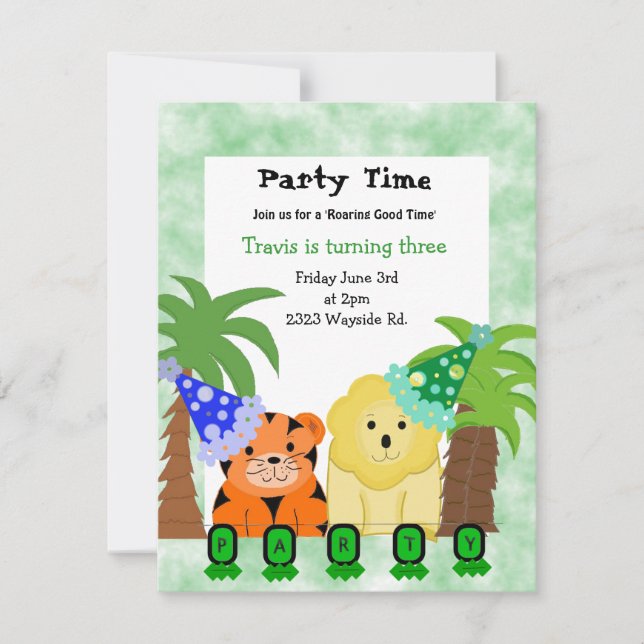 Invitation de la fête des animaux de la Jungle (Devant)