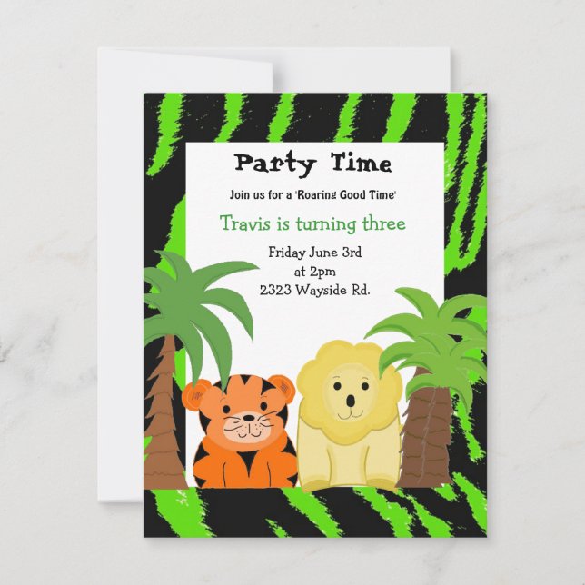 Invitation de la fête des animaux de la Jungle (Devant)