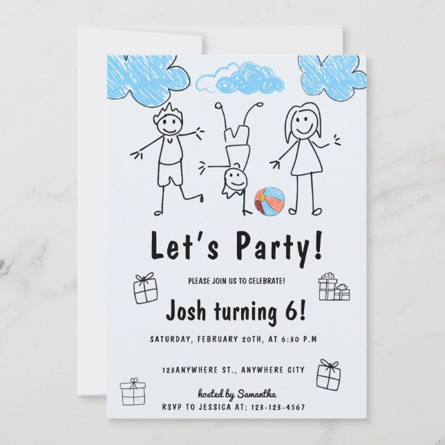 Invitation de la fête des Anniversaires de enfants (Devant)