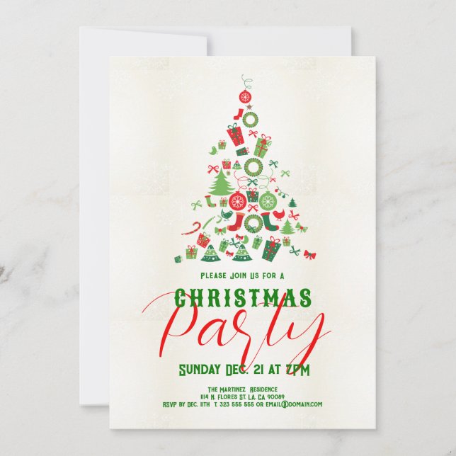 Invitation de la fête des arbres de Noël moderne (Devant)