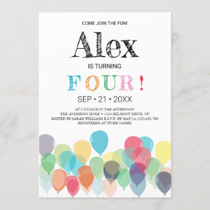 Invitation de la fête des ballons d'anniversaire