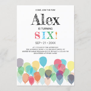 Invitation de la fête des ballons du 6e anniversai