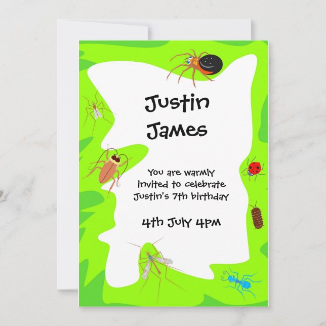 Invitation de la fête des bogues d'anniversaire (Devant)