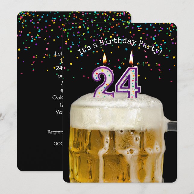 Invitation de la fête des bougies du 24e anniversa (Devant / Derrière)