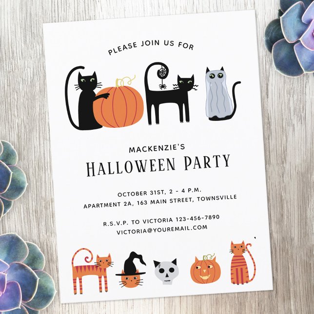Invitation de la fête des chats d'Halloween (Créateur téléchargé)